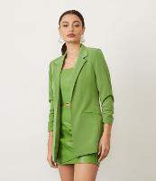 Blazer Alfaiataria Alongado em Crepe com Franzidos nos Punhos - 1