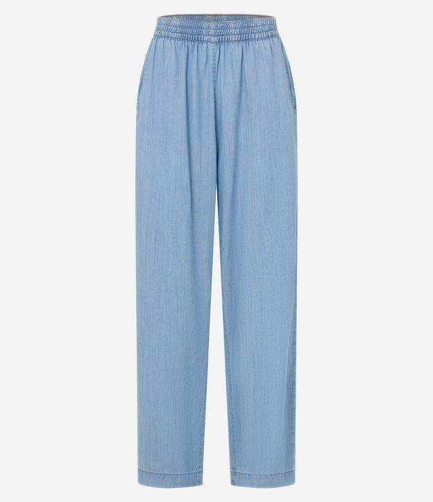 Calça Reta em Jeans com Cós Elástico - 2