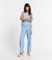 Calça Reta em Jeans com Cós Elástico - 1