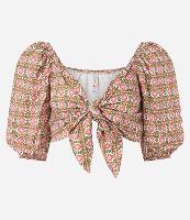 Blusa Cropped em Tricoline com Nózinho e Estampa Abstrata - 2