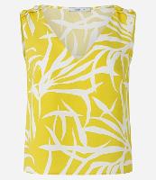 Blusa Sem Manga em Crepe Botões no Ombro e Folhagens Estampadas - 2