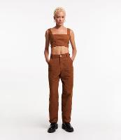 Calça Reta Cintura Alta em Jeans com Bolsos - 1