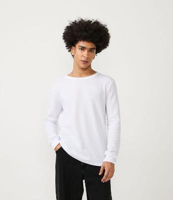 Camiseta Regular em Algodão com Textura Waffle e Manga Longa