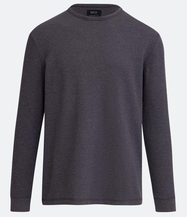 Camiseta Regular em Algodão com Textura Waffle e Manga Longa - 2
