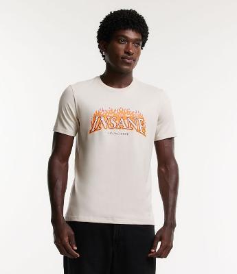 Camiseta Regular em Meia Malha com Estampa Insane