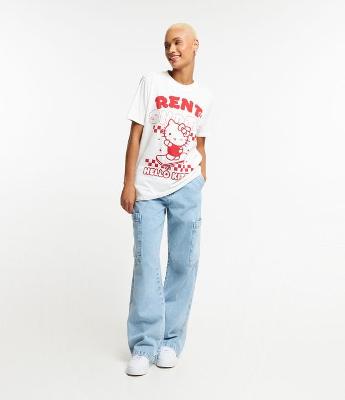 Calça Wide Leg em Jeans com Bolsos Cargo Sem Lapela