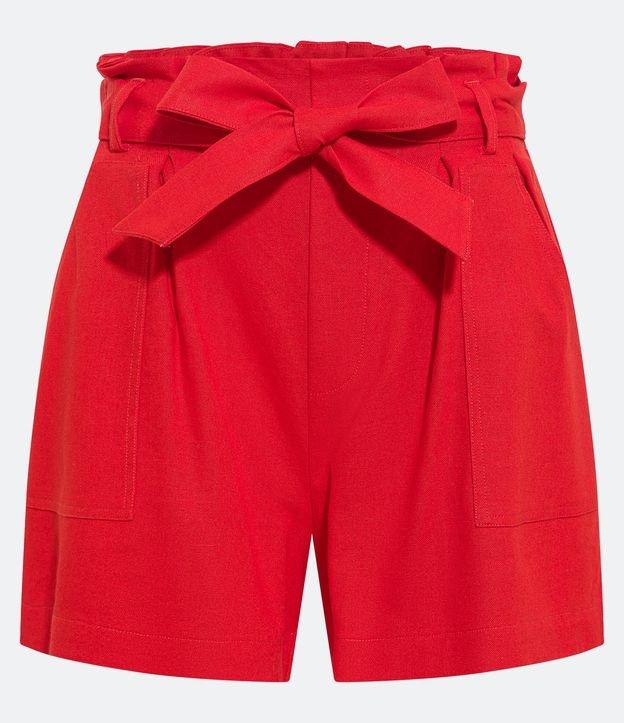 Short Curto em Viscose e Linho com Bolsos e Cinto Faixa - 2