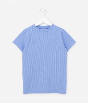 Blusa Manga Curta Infantil Canelada - Tam 5 a 14 anos