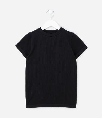 Blusa Manga Curta Infantil Canelada - Tam 5 a 14 anos