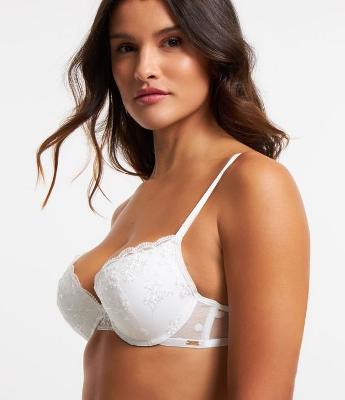 Sutiã Push Up com Bojo em Tule Tiras Duplas nas Costas