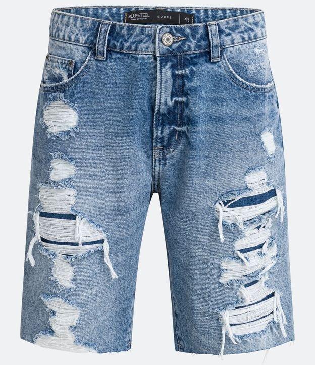 Bermuda Loose Jeans com Rasgos Destroyed - 1