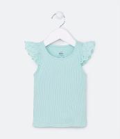 Blusa Regata Infantil em Ribana com Laise nos Ombros - Tam  0 a 18 meses - 1