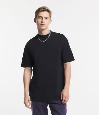 Camiseta Relaxed em Algodão com Gola Canelada