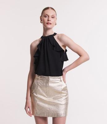 Blusa Sem Manga com Babado na Cava e Textura Airflow