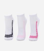 Kit 03 Meias Cano Baixo Sem Costura com Listras Contrastantes - 1