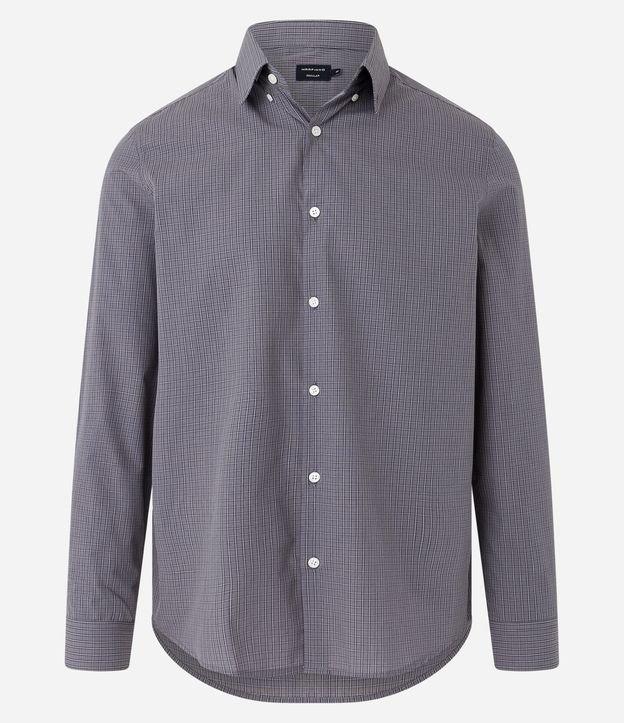 Camisa Manga Longa em Tricoline com Estampa Xadrez Grid - 2