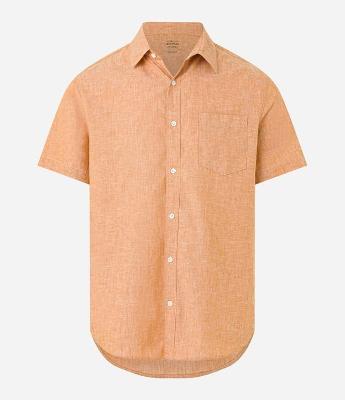 Camisa Comfort Básica em Linho com Bolso Frontal