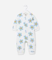 Macacão Infantil Canelado com Estampa Margaridas - Tam 0 a 18 Meses - 1