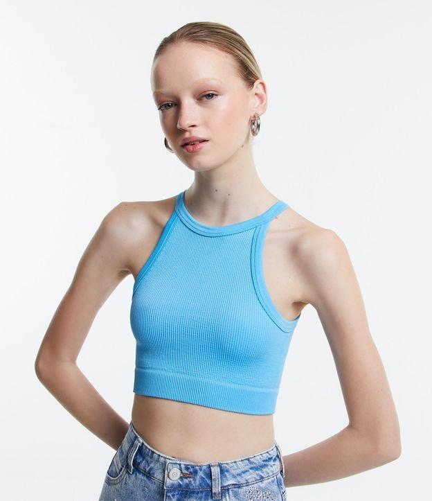 Blusa Cropped Sem Manga e Sem Costura com Decote Halter - 1