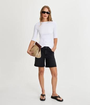 Short Jeans Estonado com Barra Dobrada