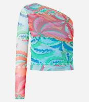 Blusa em Tule Ombro Só com Estampa de Coqueiro - 2