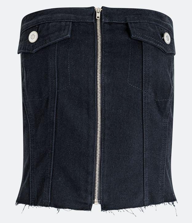 Blusa Cropped em Jeans com Decote Tomara que Caia e Barra a Fio - 2