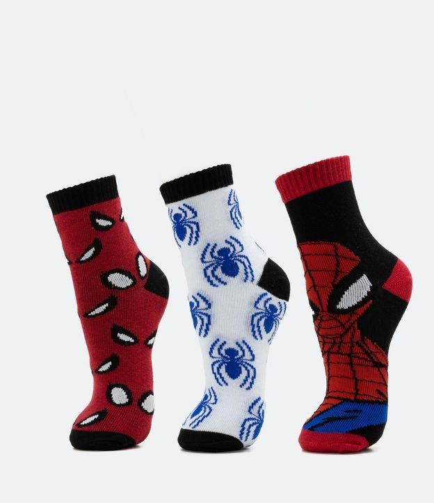 Kit 3 Pares de Meias Infantil em Algodão com Estampas Homem Aranha - Tam 19/22 ao 31/34 - 1