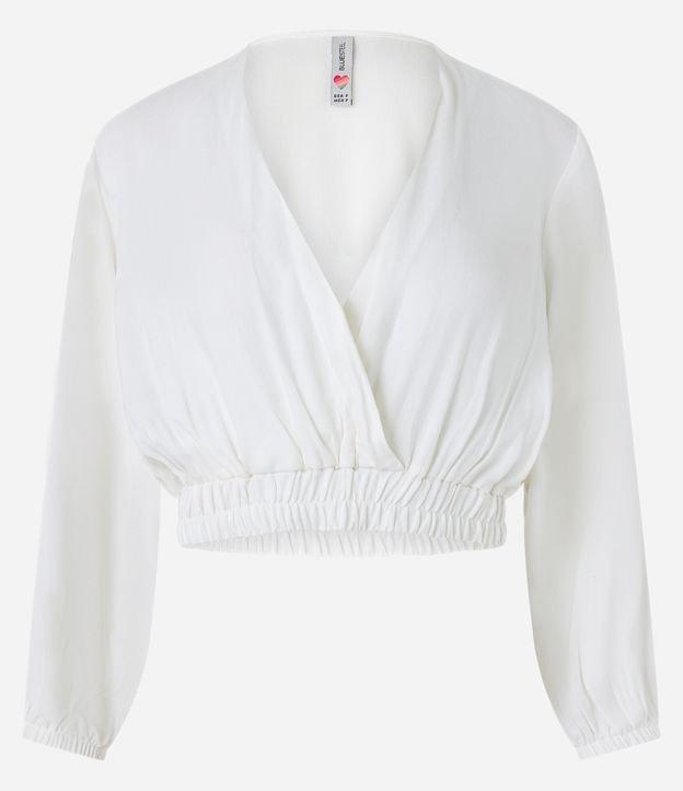 Blusa Cropped Manga Longa em Viscose com Decote Transpassado - 2