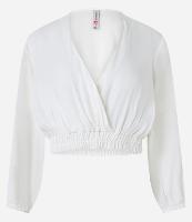 Blusa Cropped Manga Longa em Viscose com Decote Transpassado - 2