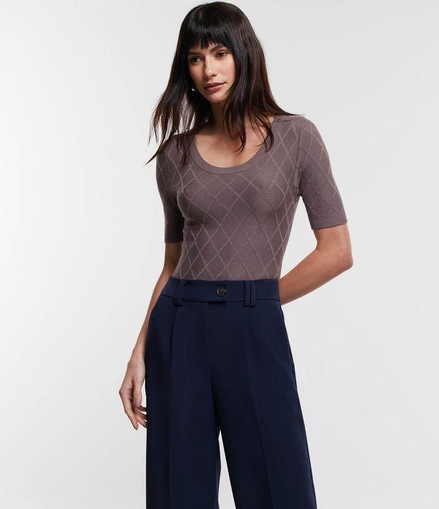Blusa em Tricô com Losangos em Textura - 1