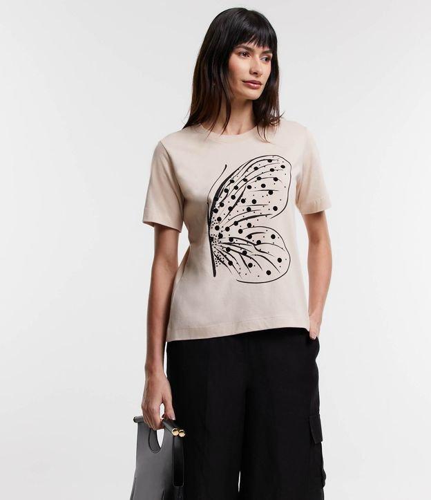 Camiseta em Meia Malha com Estampa Desenho Borboleta - 1