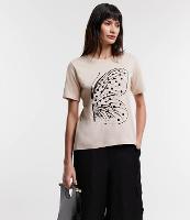 Camiseta em Meia Malha com Estampa Desenho Borboleta - 1