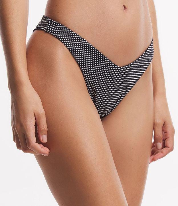 Biquíni Calcinha Asa Delta em Microfibra com Estampa Quadriculada - 1
