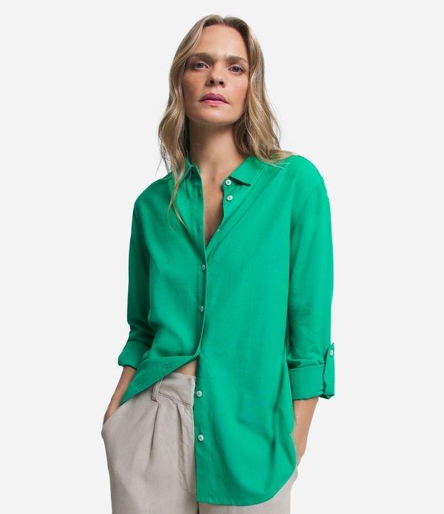 Camisa Básica em Viscolinho com Detalhe na Manga - 1