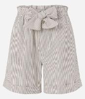 Bermuda Clochard Cintura Média em Sarja Listrada com Amarração - 2
