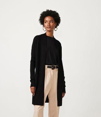 Cardigan Alongado em Tricô com Bolsos