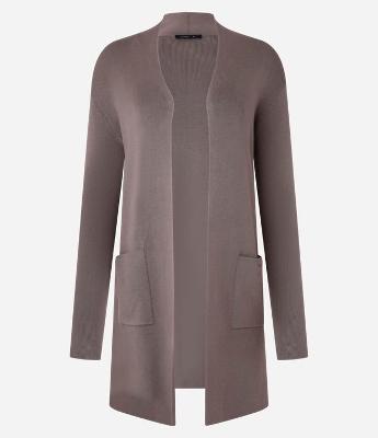 Cardigan Alongado em Tricô com Bolsos