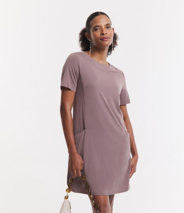 Vestido T-shirt Curto em Viscose com Bolsos Laterais - 1