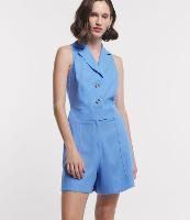 Macaquinho em Linho com Gola Lapela e Abotoamento Frontal - 1