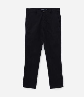 Calça Slim Alfaiatada em Sarja com Bolsos