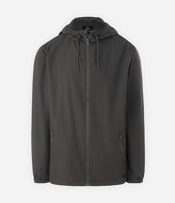 Jaqueta Quebra Vento com Capuz e Bolso de Zíper Fusionado