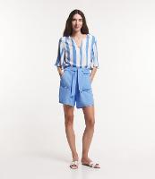 Short Runner Cintura Média em Viscolinho com Laço no Cós - 1