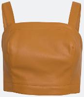 Blusa Cropped Sem Manga em Material Sintético com Lastex - 2