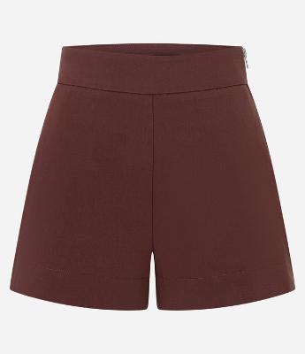 Short em Bengaline com Zíper Tratorado na Lateral