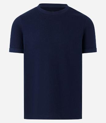 Camiseta Slim em Algodão com Textura e Dobra na Manga