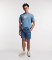 Bermuda Jeans com Cós Elástico e Etiqueta Aplicada - 1