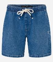 Bermuda Jeans com Cós Elástico e Etiqueta Aplicada - 2