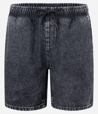 Bermuda Jeans com Cós Elástico e Etiqueta Aplicada