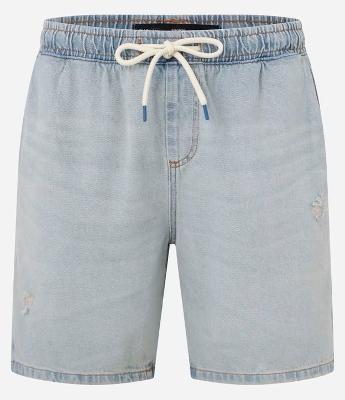 Bermuda Jeans com Cós Elástico e Etiqueta Aplicada