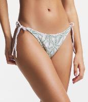 Biquíni Calcinha Lacinho em Poliamida com Cordão Trançado e Estampa Coqueiros - 1